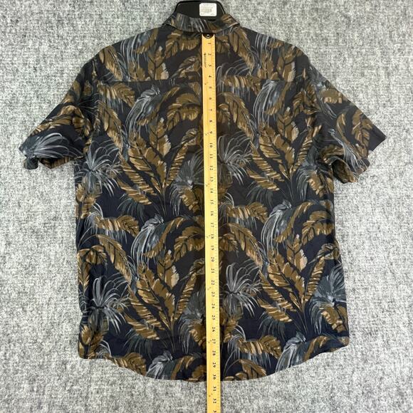 H&M Shirt Mens Extra Large Black Hawaiian Resort Button-Front Short-Sleeve - Picture 7 of 9